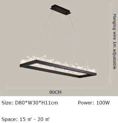 Plafonnier LED Cristal Noir & Blanc Moderne | Marco Lucetti Style B-Noir D80cm / Blanc froid 6000K