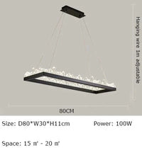 Plafonnier LED Cristal Noir & Blanc Moderne | Marco Lucetti Style B-Noir D80cm / Blanc froid 6000K