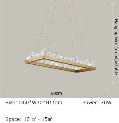 Plafonnier LED Cristal Noir & Blanc Moderne | Marco Lucetti Style B-Or D60cm / Blanc froid 6000K