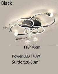 Plafonnier LED cristal Qingshe Smart Home | Marco Lucetti Noir / 3 couleurs pas de télécommande