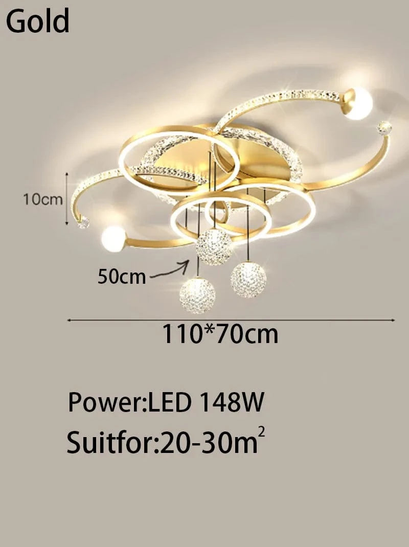 Plafonnier LED cristal Qingshe Smart Home | Marco Lucetti Or / 3 couleurs pas de télécommande