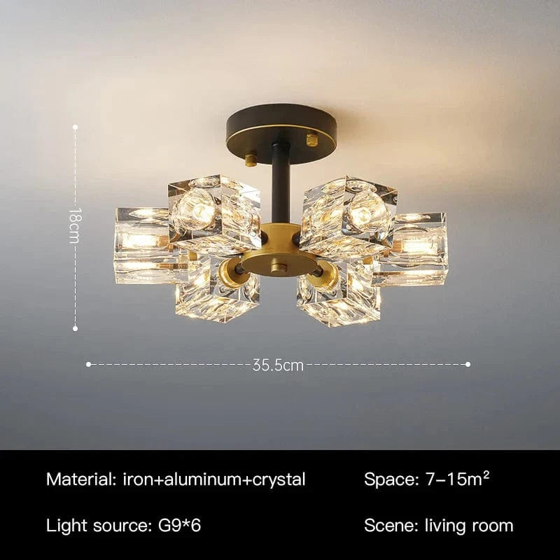 Plafonnier LED Crystal Luxe | Marco Lucetti A 6 têtes / Ampoule chaude