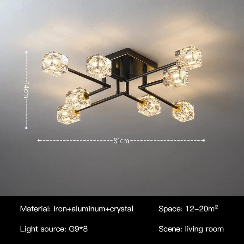 Plafonnier LED Crystal Luxe | Marco Lucetti A 8 têtes / Ampoule chaude