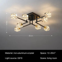 Plafonnier LED Crystal Luxe | Marco Lucetti A 8 têtes / Ampoule chaude