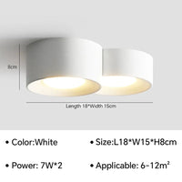 Plafonnier LED Cylindre Moderne | Marco Lucetti Blanc 2 têtes