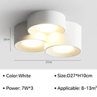 Plafonnier LED Cylindre Moderne | Marco Lucetti Blanc 3 têtes