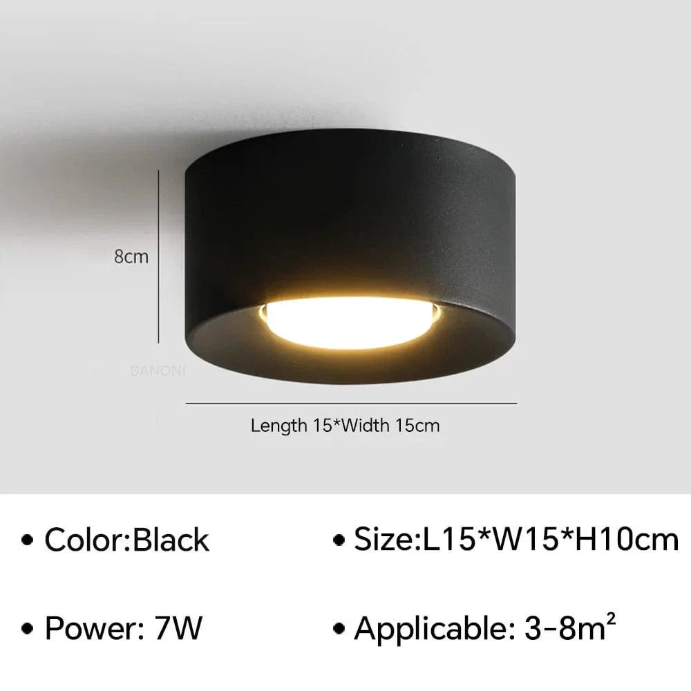 Plafonnier LED Cylindre Moderne | Marco Lucetti Noir 1 tête