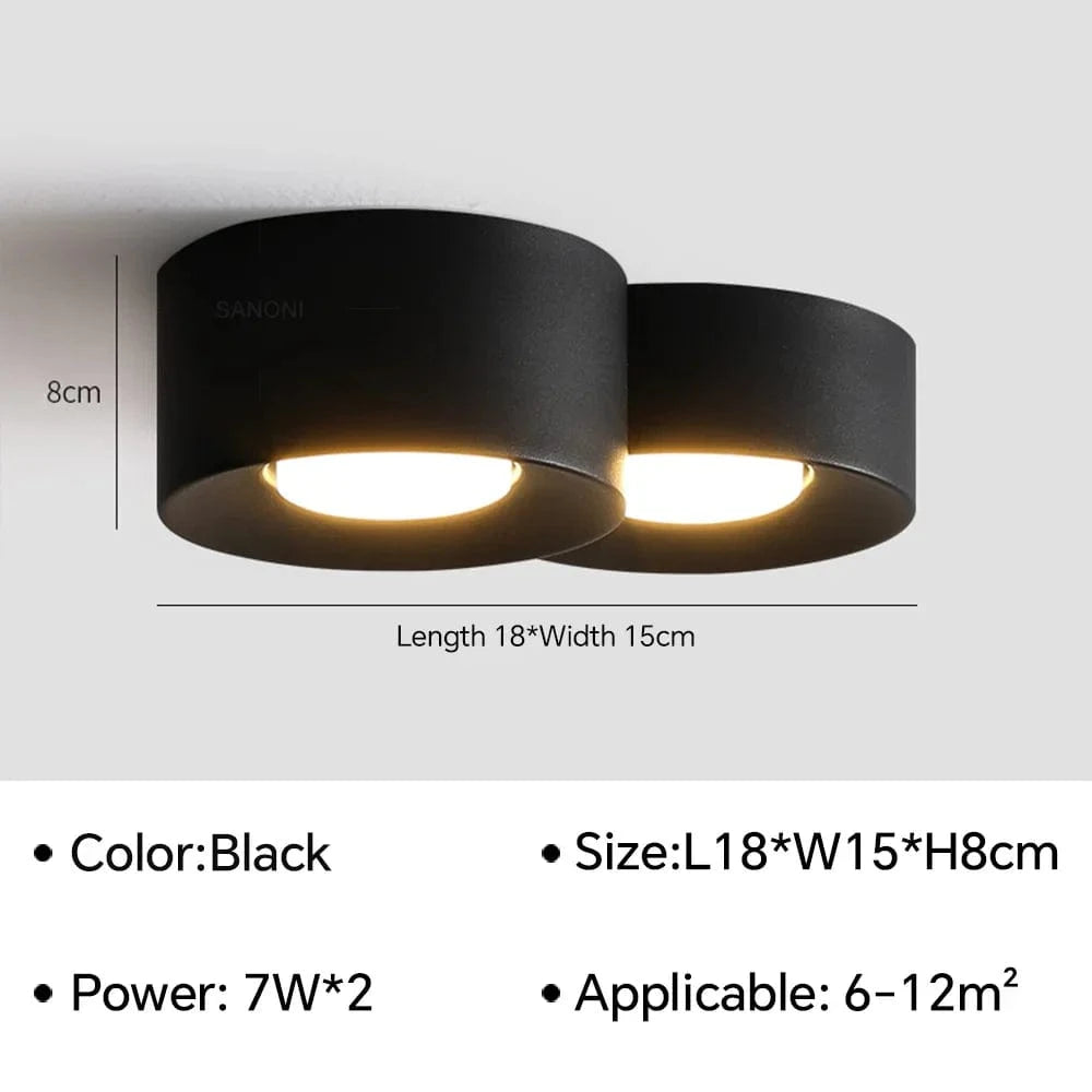 Plafonnier LED Cylindre Moderne | Marco Lucetti Noir 2 têtes