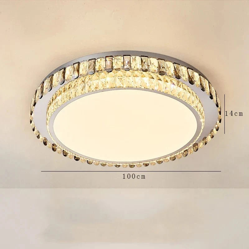 Plafonnier LED de Luxe en Cristal Rond Moderne - Collection Éclat Brillant | Marco Lucetti 100 cm / Argent / Lumière blanche