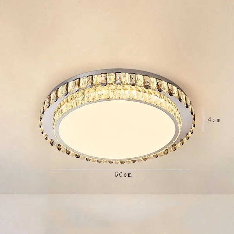 Plafonnier LED de Luxe en Cristal Rond Moderne - Collection Éclat Brillant | Marco Lucetti 60 cm / Argent / Lumière naturelle