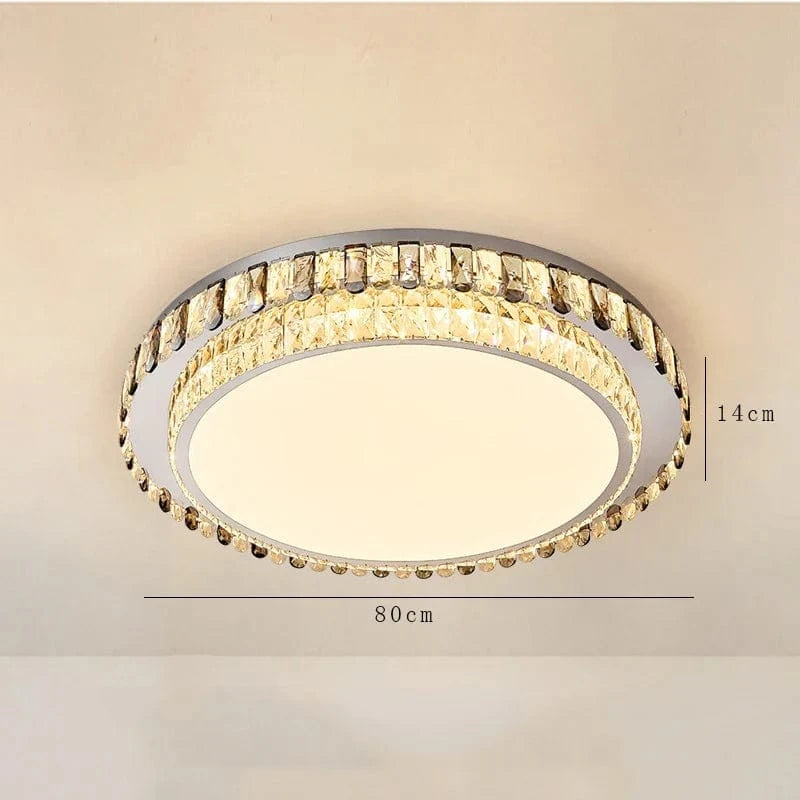 Plafonnier LED de Luxe en Cristal Rond Moderne - Collection Éclat Brillant | Marco Lucetti 80 cm / Argent / Lumière naturelle