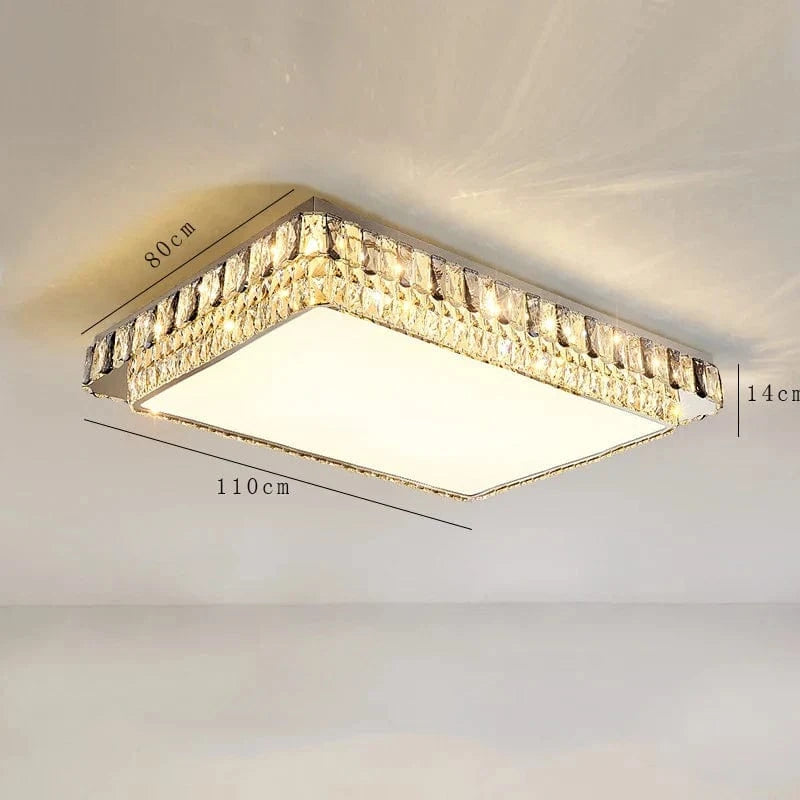 Plafonnier LED de Luxe en Cristal Rond Moderne - Collection Éclat Brillant | Marco Lucetti Carré 110 cm / Argent / Lumière blanche