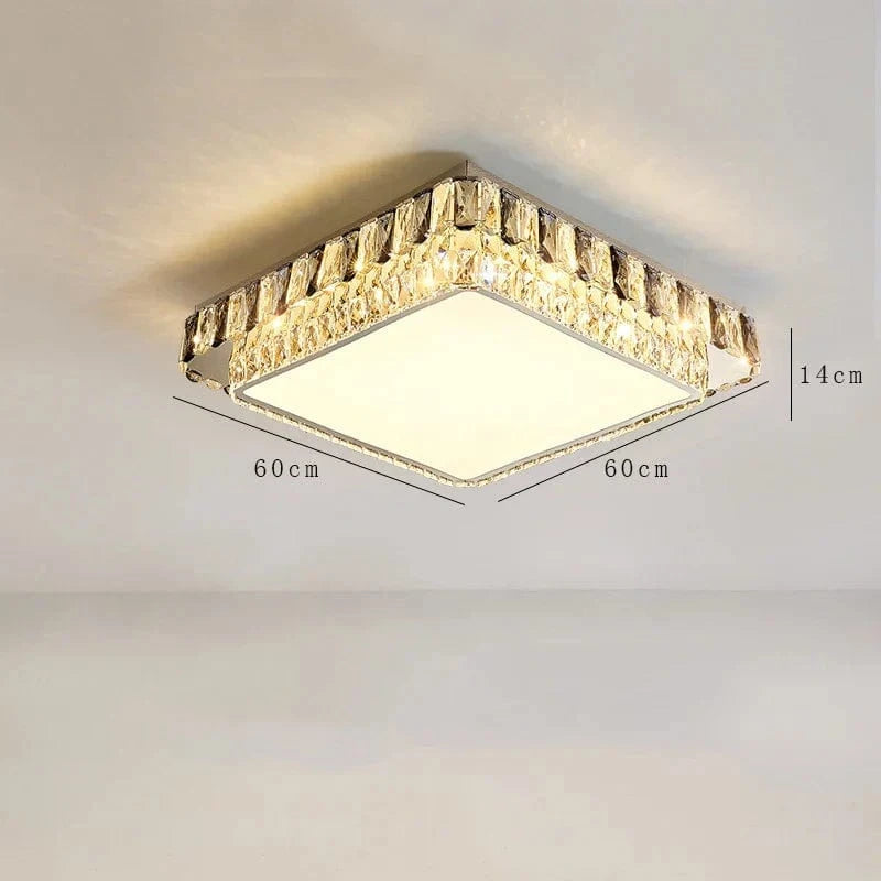 Plafonnier LED de Luxe en Cristal Rond Moderne - Collection Éclat Brillant | Marco Lucetti Carré 60 cm / Argent / Lumière naturelle