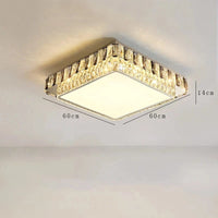 Plafonnier LED de Luxe en Cristal Rond Moderne - Collection Éclat Brillant | Marco Lucetti Carré 60 cm / Argent / Lumière naturelle