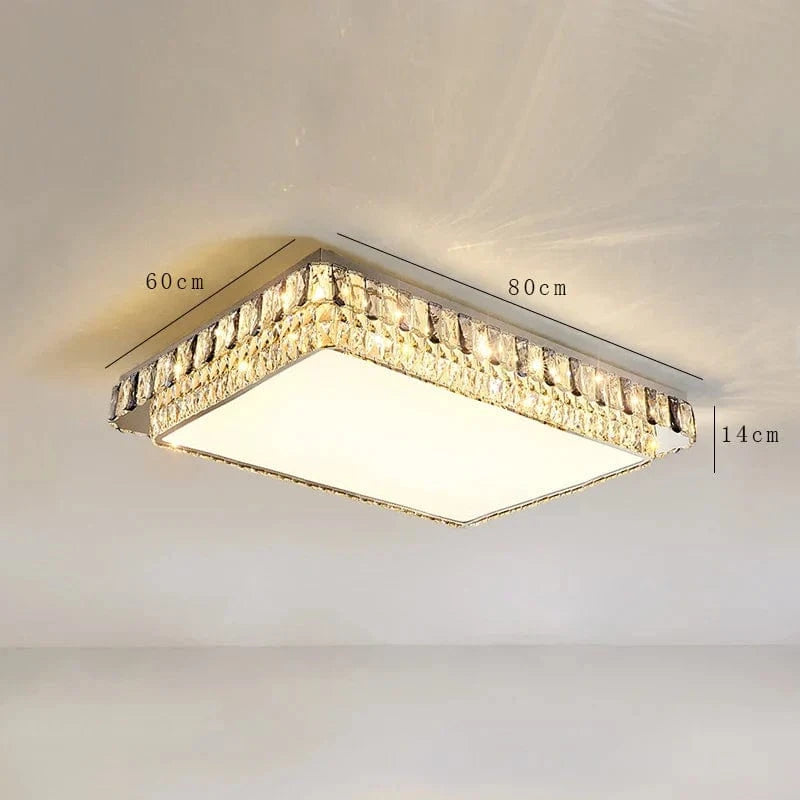 Plafonnier LED de Luxe en Cristal Rond Moderne - Collection Éclat Brillant | Marco Lucetti Carré 80 cm / Argent / Lumière naturelle