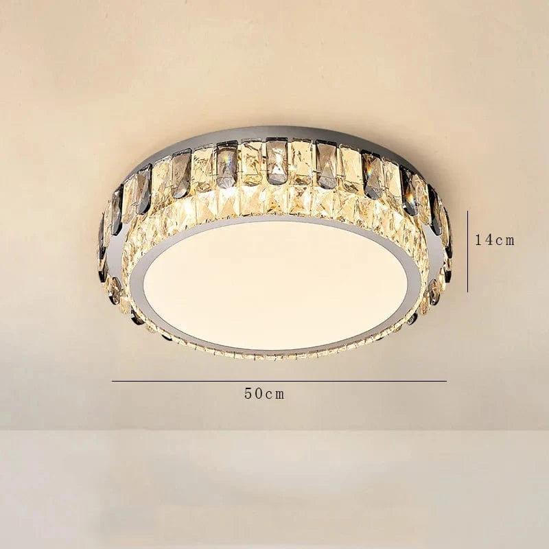 Plafonnier LED de Luxe en Cristal Rond Moderne | Marco Lucetti 50 cm / Argent / Lumière naturelle
