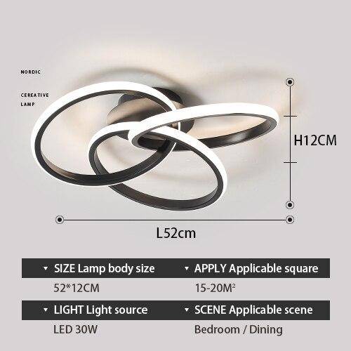 Plafonnier LED design avec anneaux en métal - Loft | Marco Lucetti Noir / 52cm / Froide
