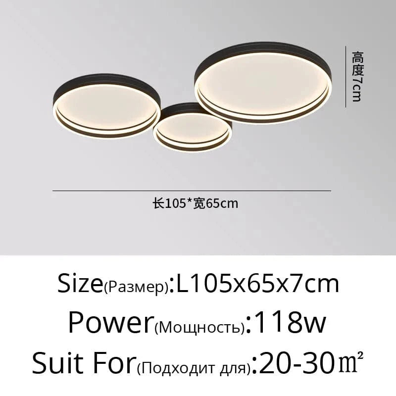 Plafonnier LED Design - Éclairage Intérieur Décoratif | Marco Lucetti C Noir 105X65cm / 3 couleurs sans télécommande