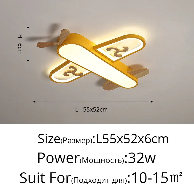 Plafonnier LED Design Minimaliste en Bois Forme Avion pour Enfants - EcoAvion