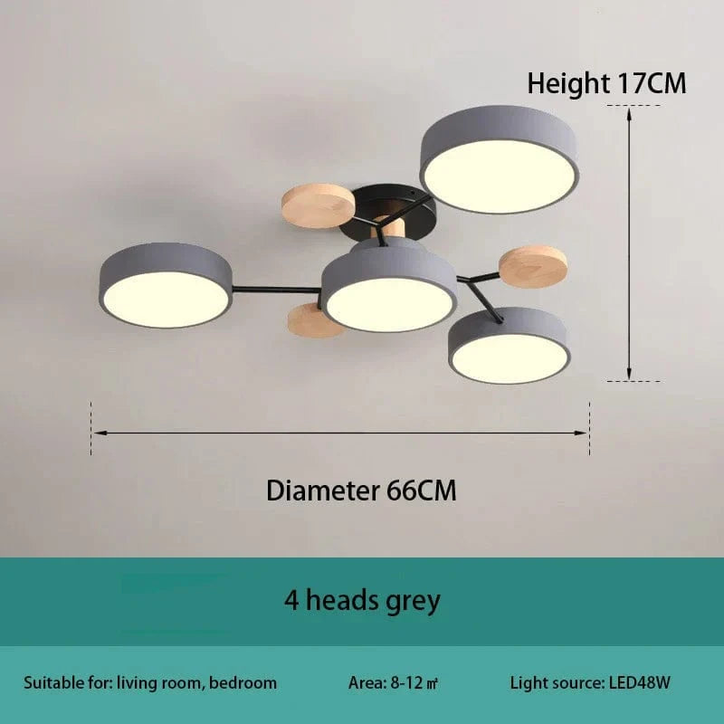 Plafonnier LED Design Moderne: Élégance Intérieure | Marco Lucetti Gris 4 têtes