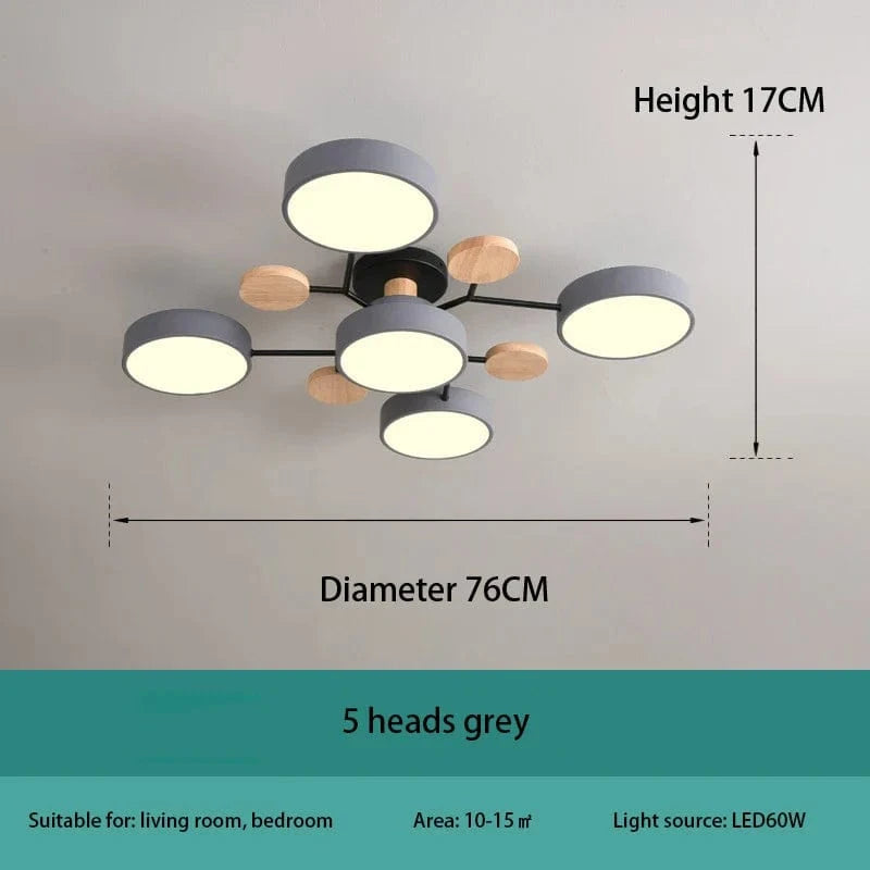 Plafonnier LED Design Moderne: Élégance Intérieure | Marco Lucetti Gris 5 têtes