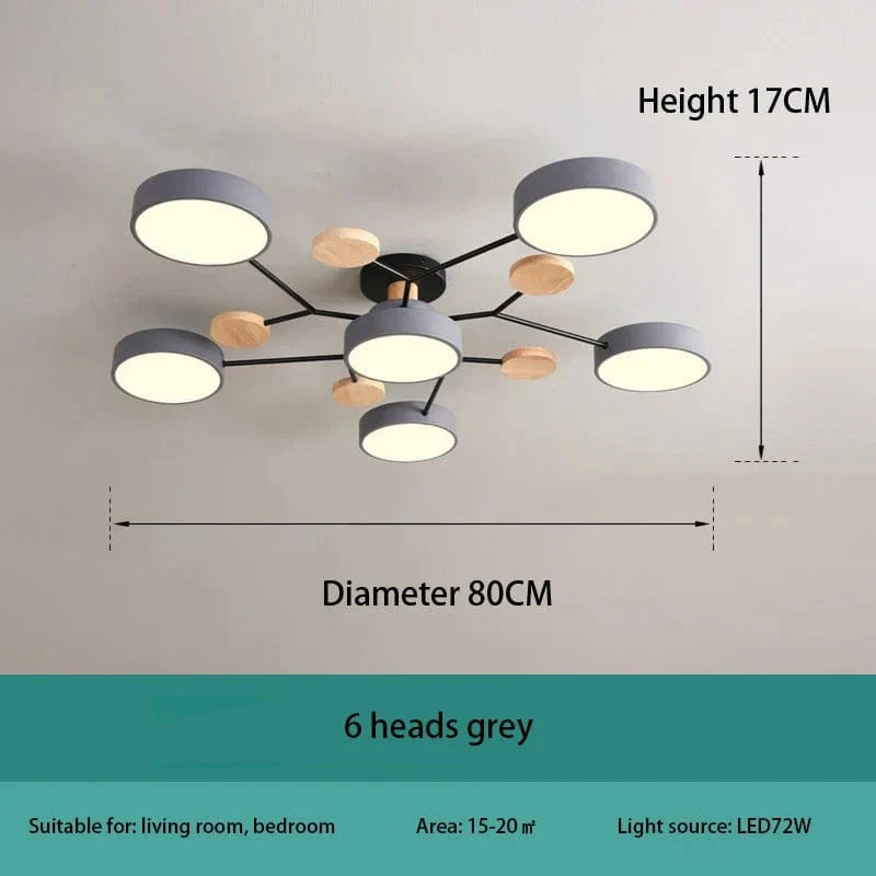 Plafonnier LED Design Moderne: Élégance Intérieure | Marco Lucetti Gris 6 têtes