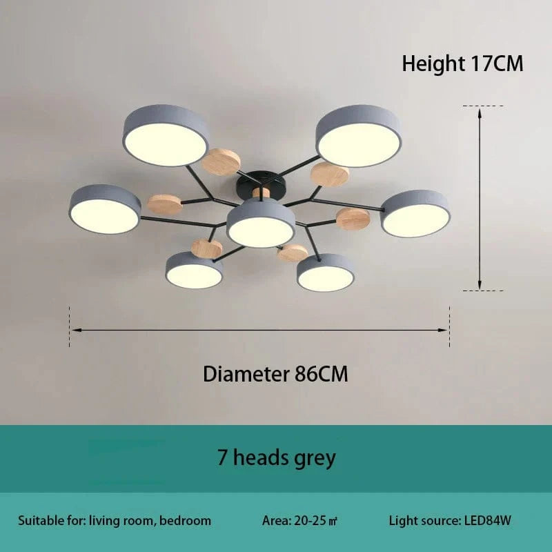 Plafonnier LED Design Moderne: Élégance Intérieure | Marco Lucetti Gris 7 têtes