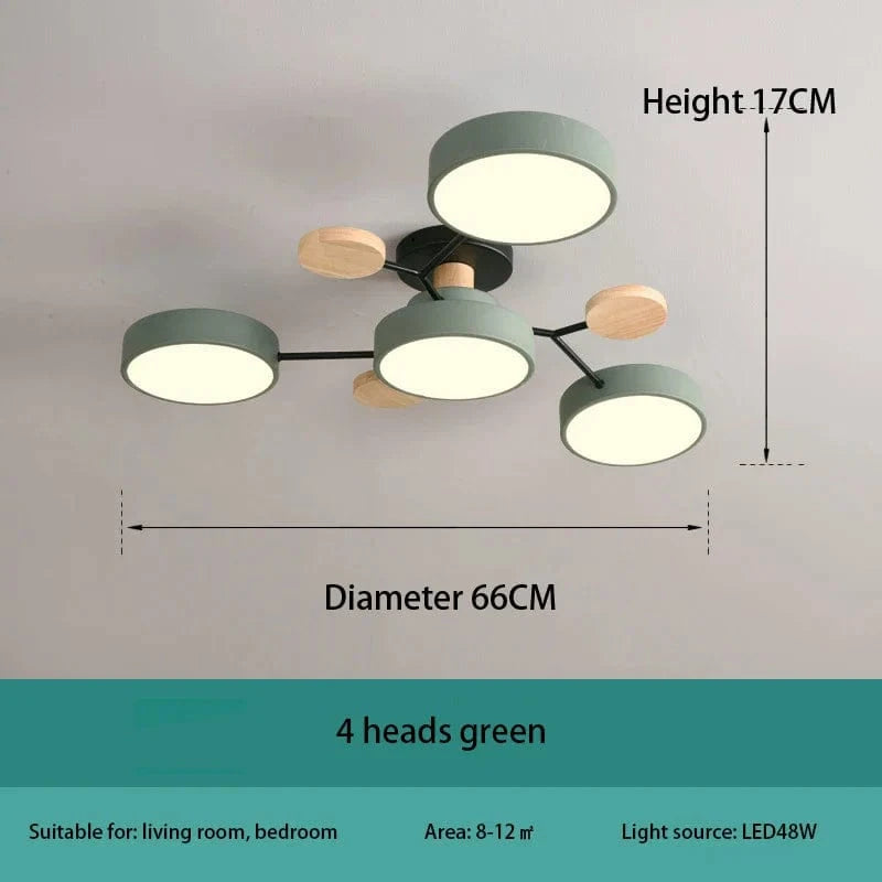 Plafonnier LED Design Moderne: Élégance Intérieure | Marco Lucetti Vert 4 têtes