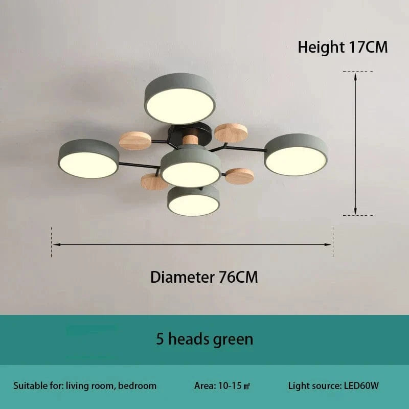 Plafonnier LED Design Moderne: Élégance Intérieure | Marco Lucetti Vert 5 têtes