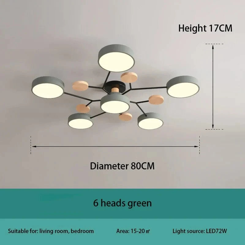 Plafonnier LED Design Moderne: Élégance Intérieure | Marco Lucetti Vert 6 têtes