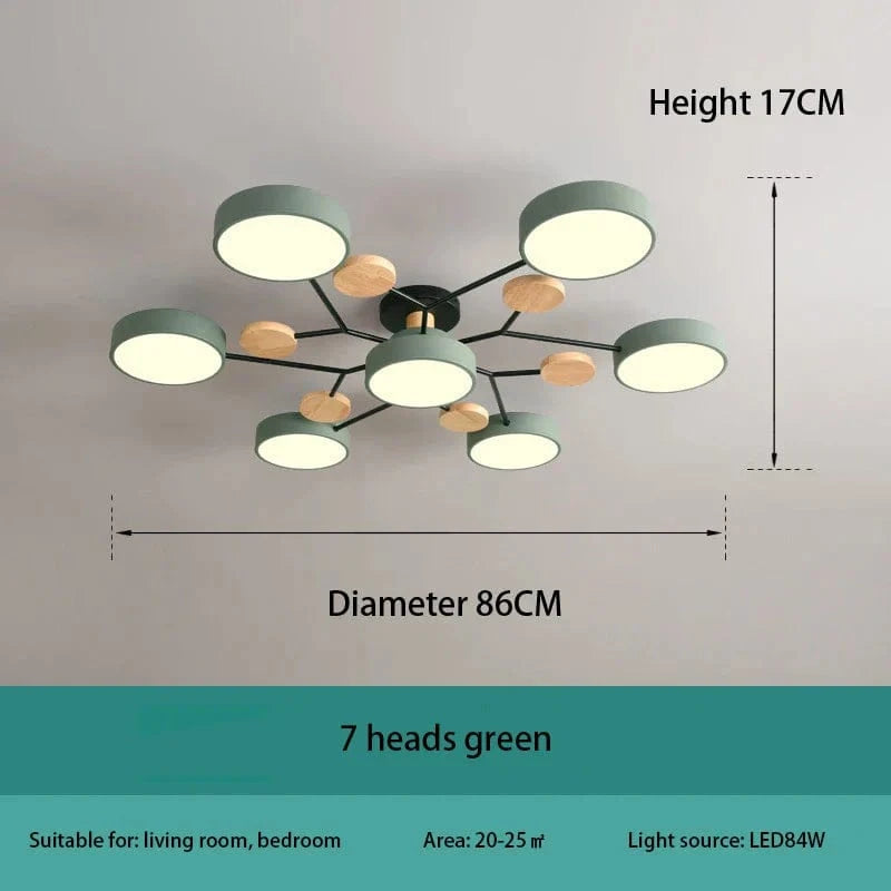 Plafonnier LED Design Moderne: Élégance Intérieure | Marco Lucetti Vert 7 têtes