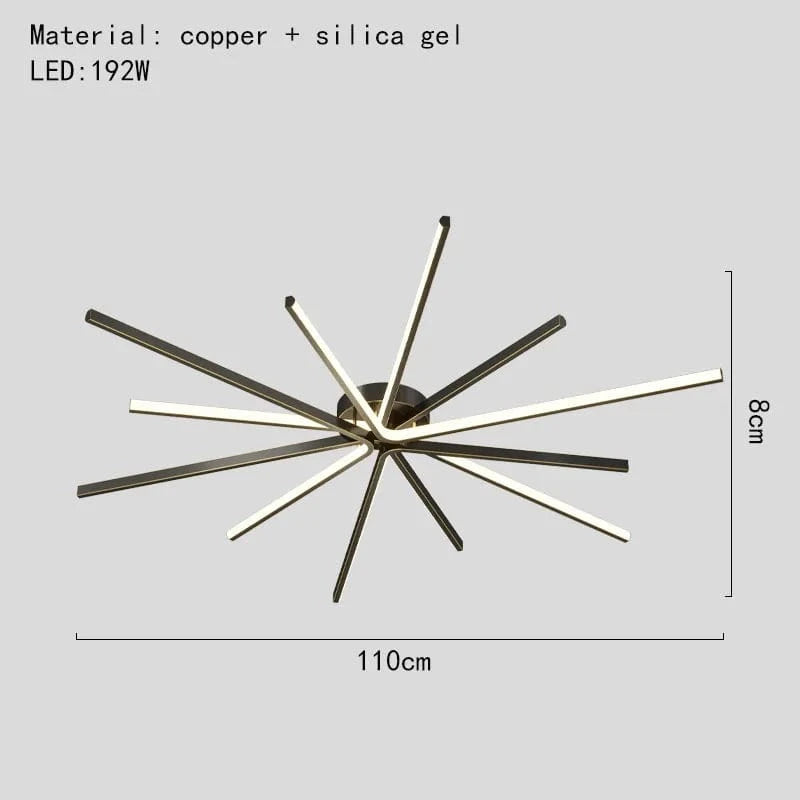 Plafonnier LED Design Moderne en Laiton Doré avec Température Gradable  | Marco Lucetti 11 lumières-noir / 3 modifiables