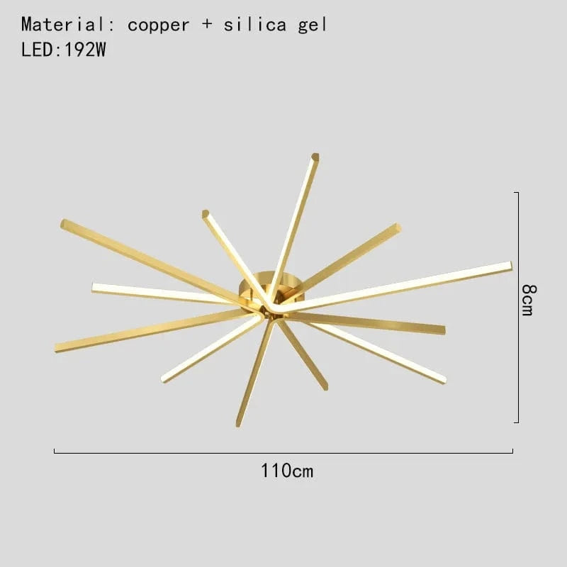 Plafonnier LED Design Moderne en Laiton Doré avec Température Gradable  | Marco Lucetti 11 lumières-or / 3 modifiables