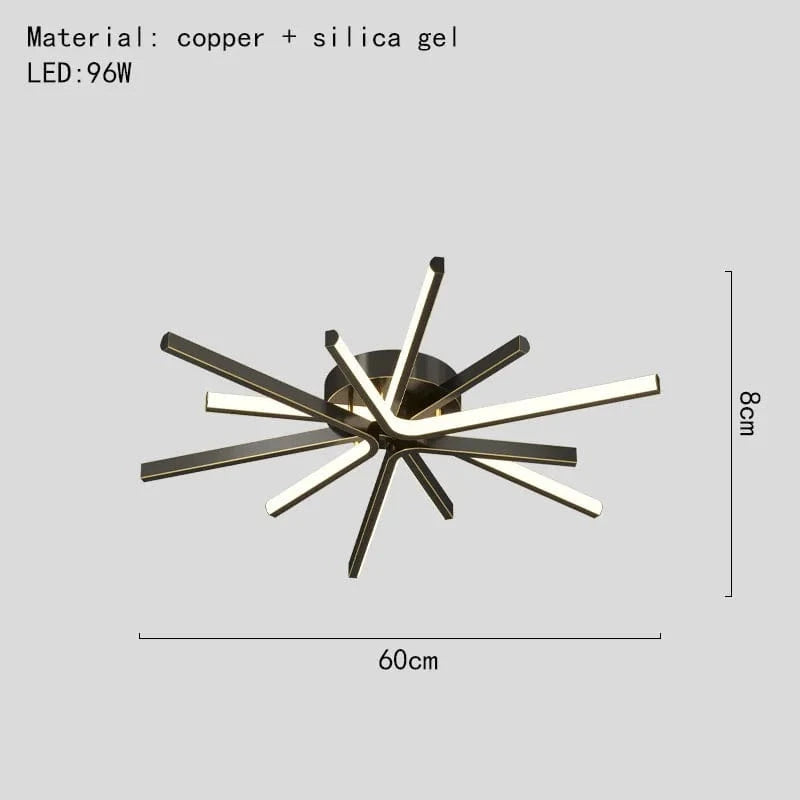 Plafonnier LED Design Moderne en Laiton Doré avec Température Gradable  | Marco Lucetti 6 lumières-noir / 3 modifiables
