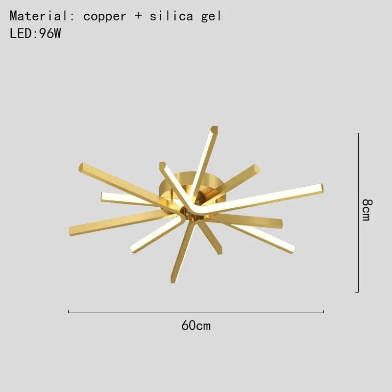 Plafonnier LED Design Moderne en Laiton Doré avec Température Gradable  | Marco Lucetti 6 lumières-or / 3 modifiables