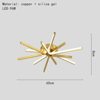 Plafonnier LED Design Moderne en Laiton Doré avec Température Gradable  | Marco Lucetti 6 lumières-or / 3 modifiables