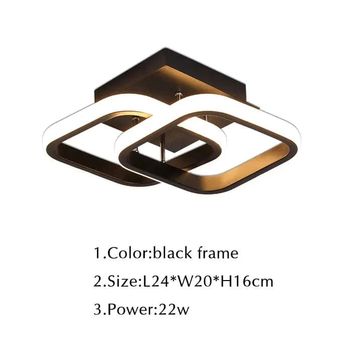 Plafonnier LED Design Moderne | Marco Lucetti Noir-L24X20cm / Blanc chaud