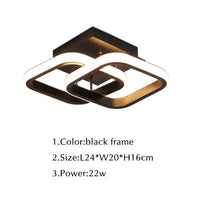 Plafonnier LED Design Moderne | Marco Lucetti Noir-L24X20cm / Blanc chaud