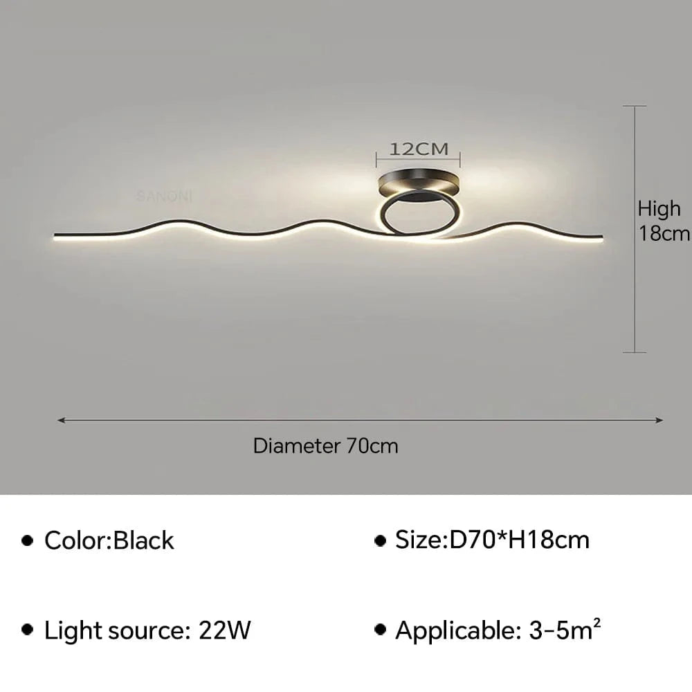 Plafonnier LED Design Moderne pour Plafond Intérieur Décoratif | Marco Lucetti Noir A D70cm / Blanc naturel (pas de RC)