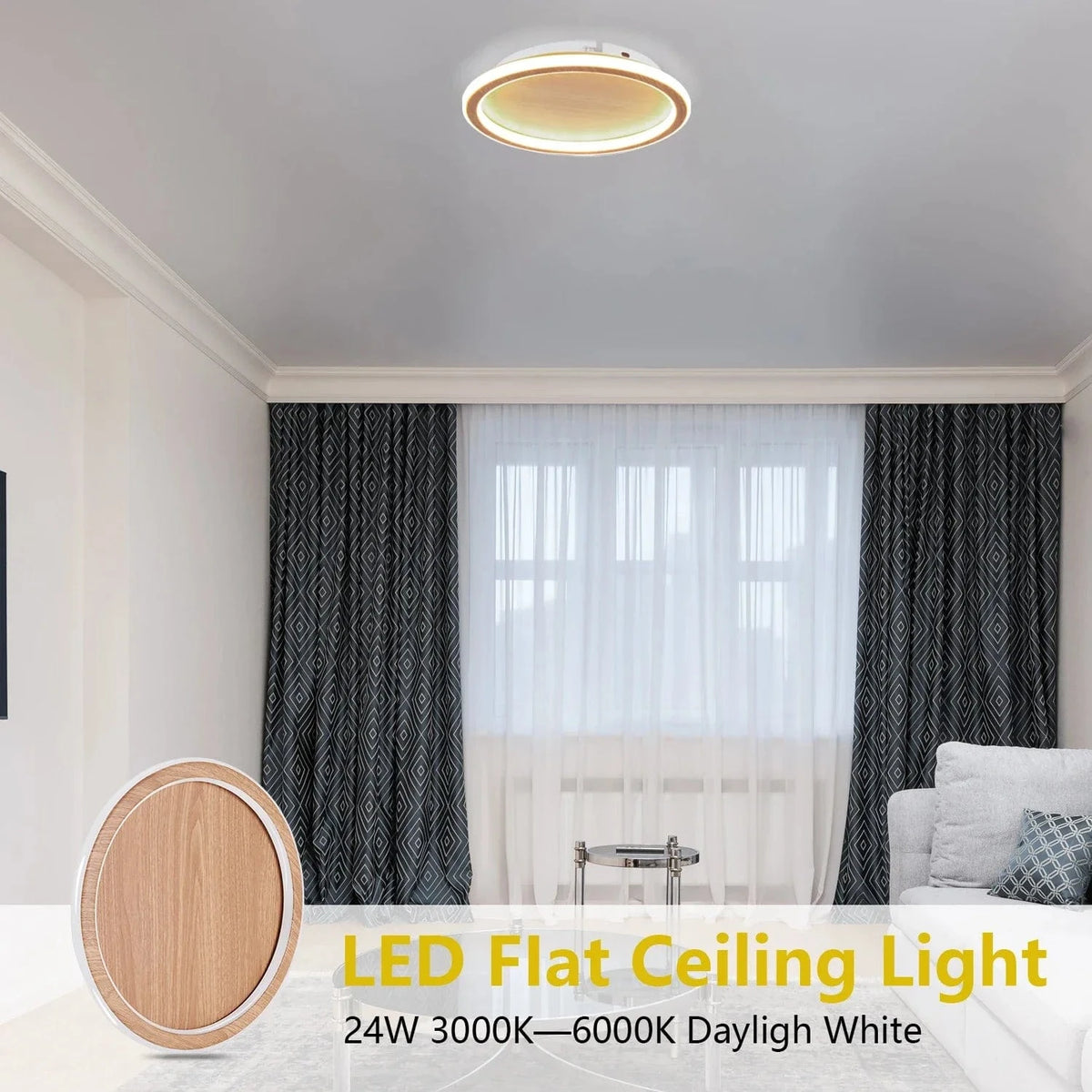 Plafonnier LED design nordique en grain de bois - Éclairage intérieur décoratif | Marco Lucetti