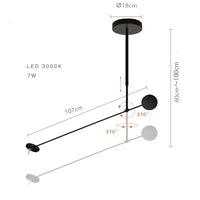 Plafonnier Led design nordique - Luminaires noirs pour Tables basses, Restaurants, Bureaux et Chambres | Marco Lucetti 1 tête A
