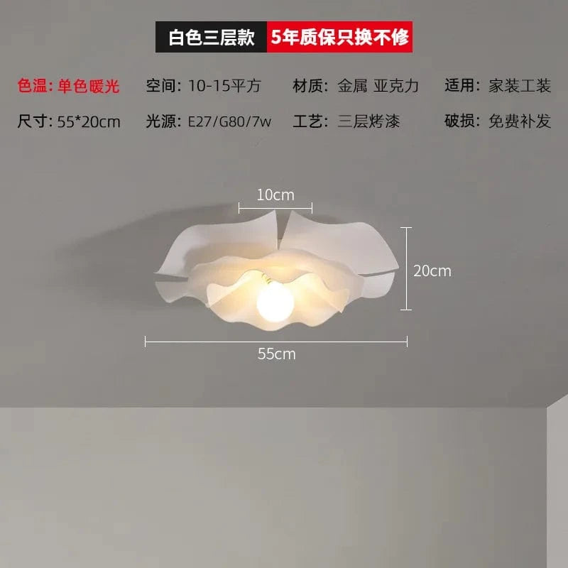 Plafonnier LED Design Nordique Moderne en Acrylique à Motifs Florals | Marco Lucetti 55 cm / Blanc chaud