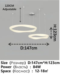 Plafonnier LED design nordique moderne | Marco Lucetti 2 Combinaisonc 147cm / 3 couleurs (pas de télécommande)