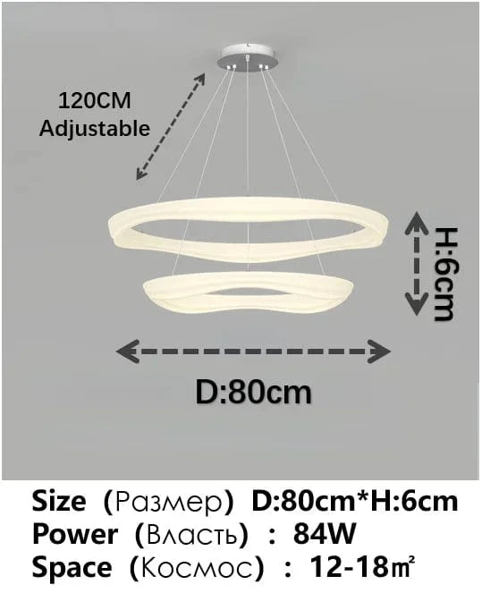 Plafonnier LED design nordique moderne | Marco Lucetti Bicouche 80cm / 3 couleurs (pas de télécommande)