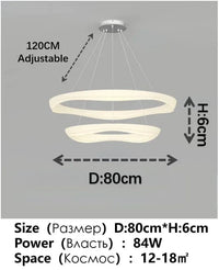 Plafonnier LED design nordique moderne | Marco Lucetti Bicouche 80cm / 3 couleurs (pas de télécommande)