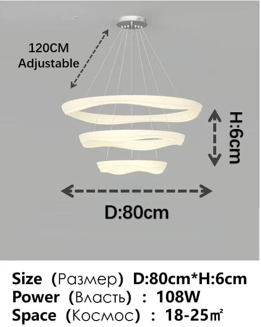 Plafonnier LED design nordique moderne | Marco Lucetti Trois couches 80 cm / 3 couleurs (pas de télécommande)