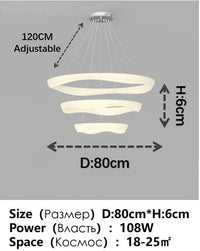 Plafonnier LED design nordique moderne | Marco Lucetti Trois couches 80 cm / 3 couleurs (pas de télécommande)