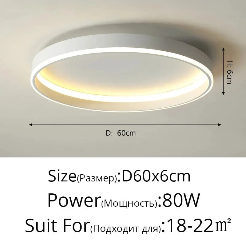 Plafonnier LED Design Nordique Moderne pour Salon | Marco Lucetti Blanc 60cm 80w / Intensité variable avec télécommande