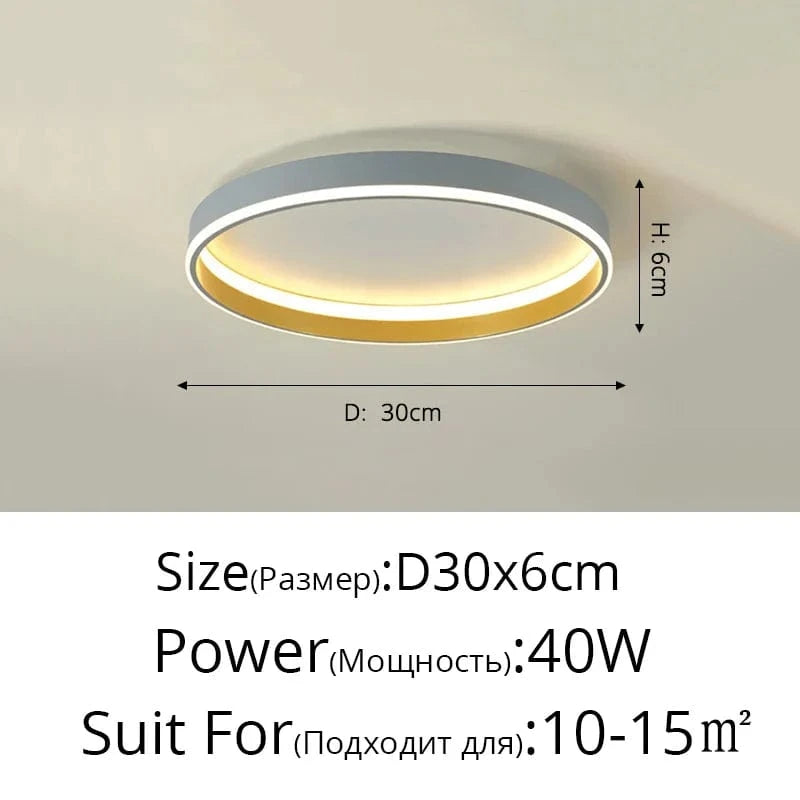 Plafonnier LED Design Nordique Moderne pour Salon | Marco Lucetti Gris 30cm 40w / Intensité variable avec télécommande