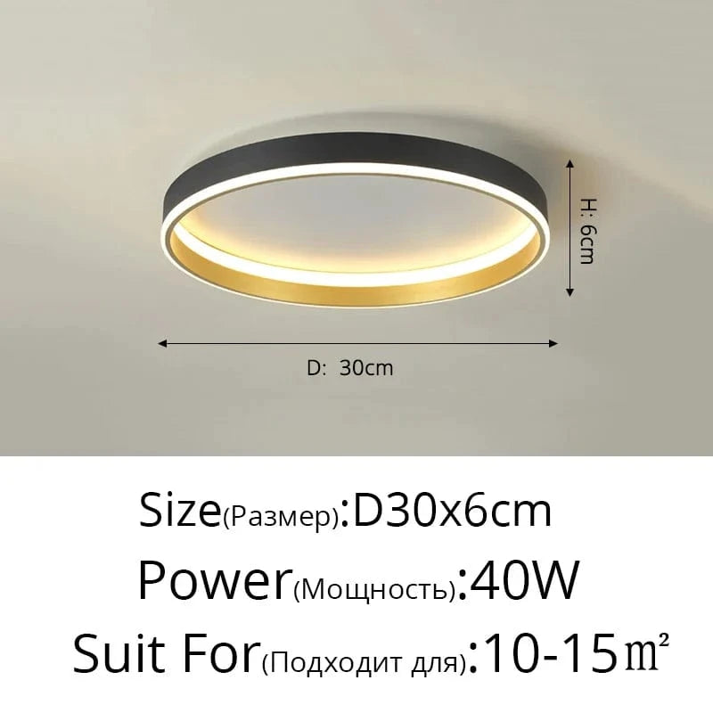 Plafonnier LED Design Nordique Moderne pour Salon | Marco Lucetti Noir 30cm 40w / Intensité variable avec télécommande